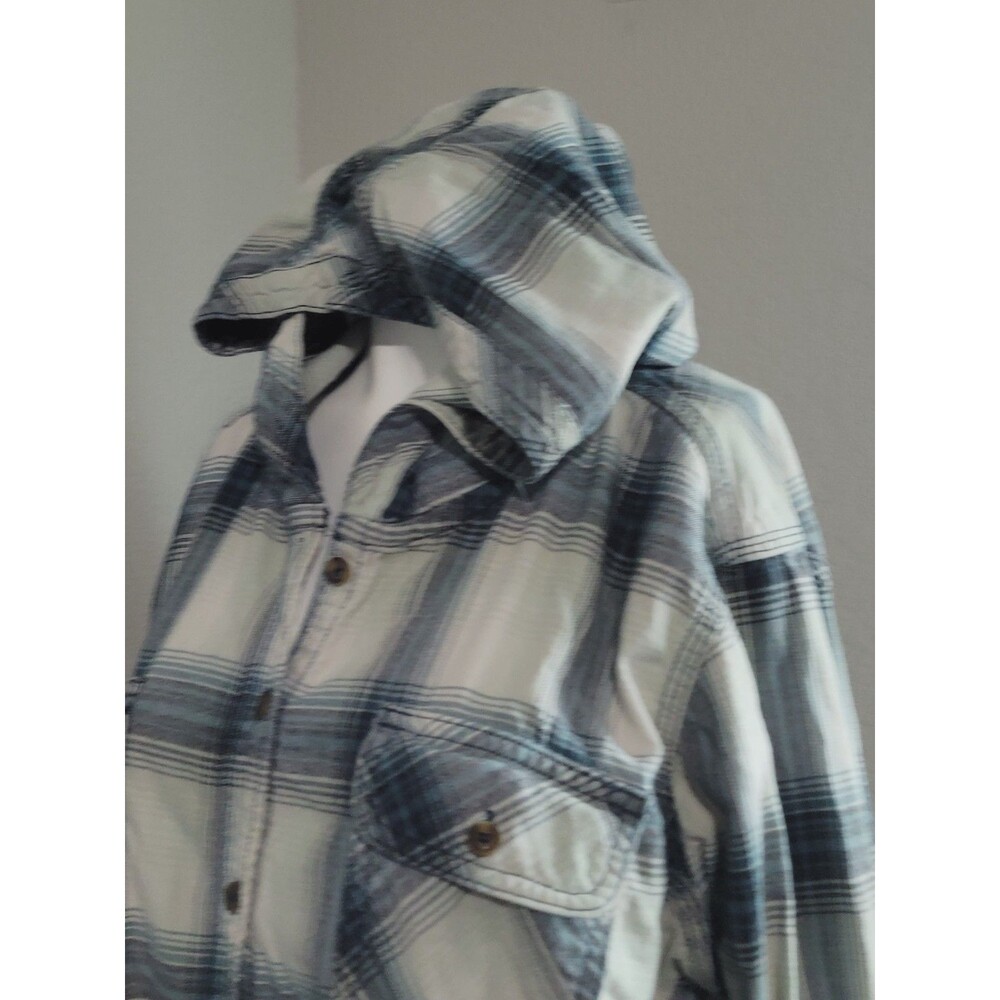 Carhartt XXL size 20 button front hoodie top tunic plaid pockets longsleeve - Picture 5 of 14